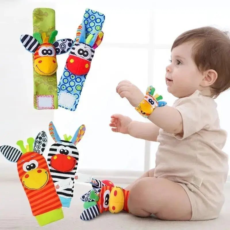 0 - 12 Months Baby Rattles Toys Animal Socks Wrist Strap +Rattle Baby Foot Socks Bug Wrist Strap Toddler Socks Pacifier Toys - VigDeals