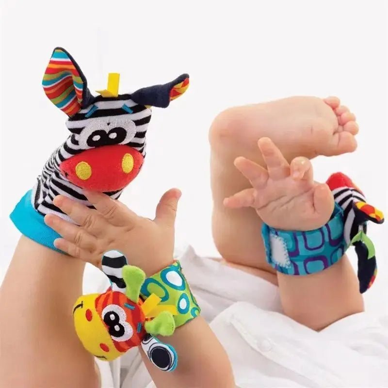 0 - 12 Months Baby Rattles Toys Animal Socks Wrist Strap +Rattle Baby Foot Socks Bug Wrist Strap Toddler Socks Pacifier Toys - VigDeals