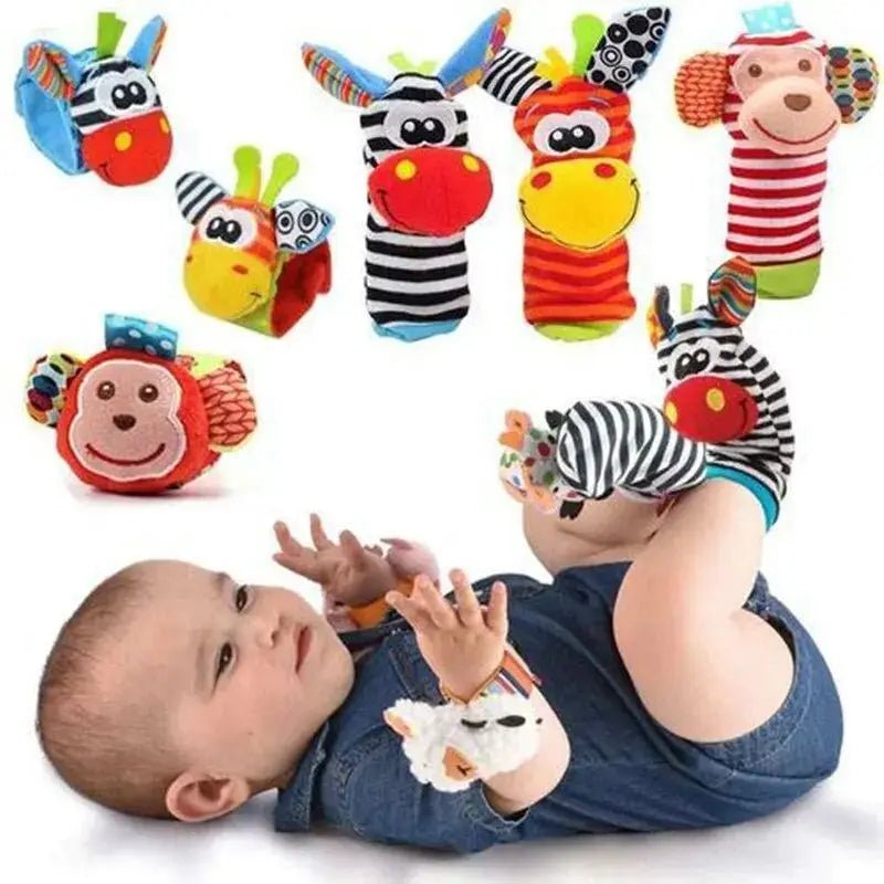 0 - 12 Months Baby Rattles Toys Animal Socks Wrist Strap +Rattle Baby Foot Socks Bug Wrist Strap Toddler Socks Pacifier Toys - VigDeals