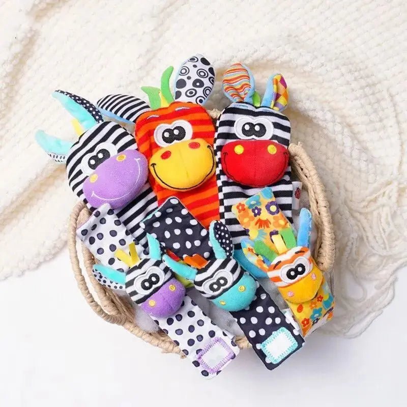 0 - 12 Months Baby Rattles Toys Animal Socks Wrist Strap +Rattle Baby Foot Socks Bug Wrist Strap Toddler Socks Pacifier Toys - VigDeals