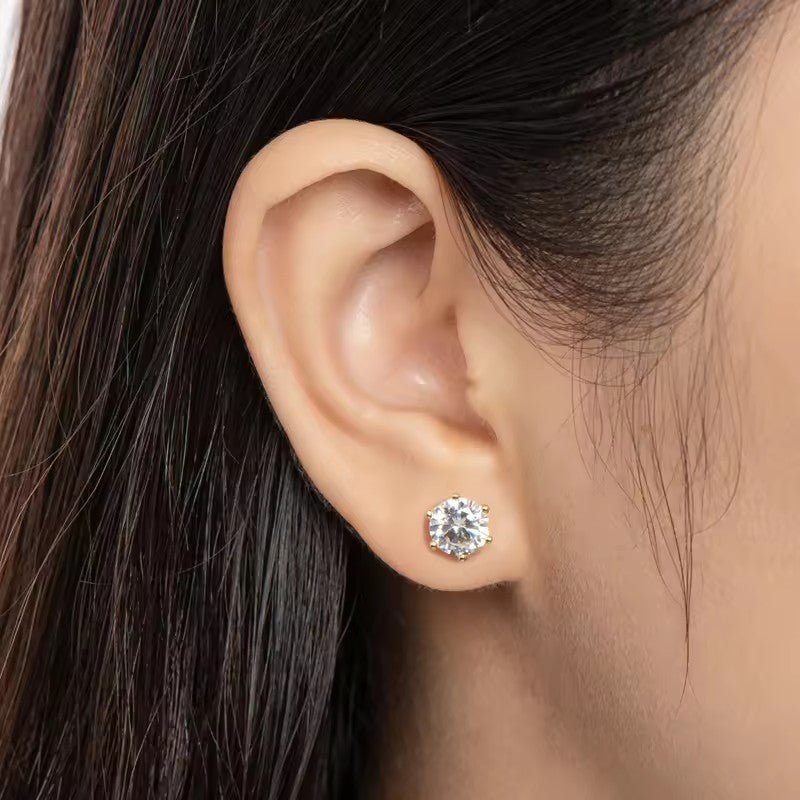 1 Karat Rhinestone Ear Studs Women's S925 Sterling Silver - VigDeals