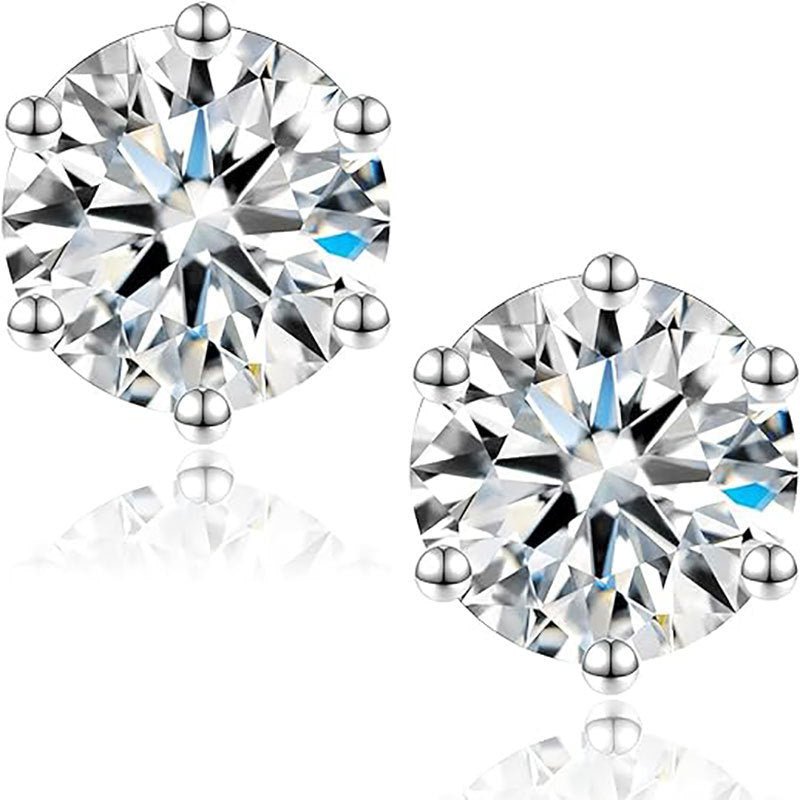 1 Karat Rhinestone Ear Studs Women's S925 Sterling Silver - VigDeals