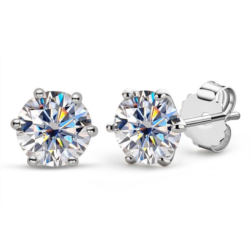 1 Karat Rhinestone Ear Studs Women's S925 Sterling Silver - VigDeals