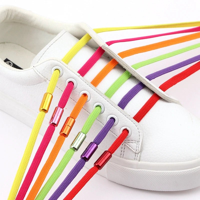 1 Pair No Tie Shoelaces for Sneakers Elastic Flat Shoe Laces Metal Lock Without Ties Quick Tieless Shoelace for Shoes Kids Adult - VigDeals