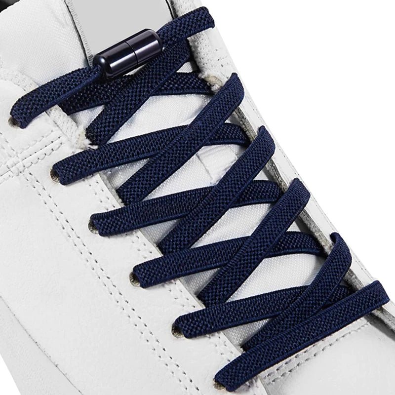 1 Pair No Tie Shoelaces for Sneakers Elastic Flat Shoe Laces Metal Lock Without Ties Quick Tieless Shoelace for Shoes Kids Adult - VigDeals