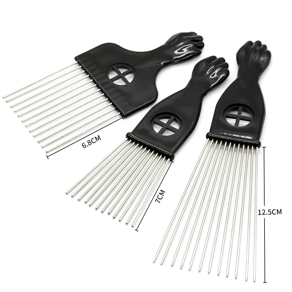 1 Piece Afro Fork Comb Stainless Steel Wide Teeth Hairdressing Brush Metal Pins Pick Hair Styling Tools Insert Curly Hair Comb - VigDeals