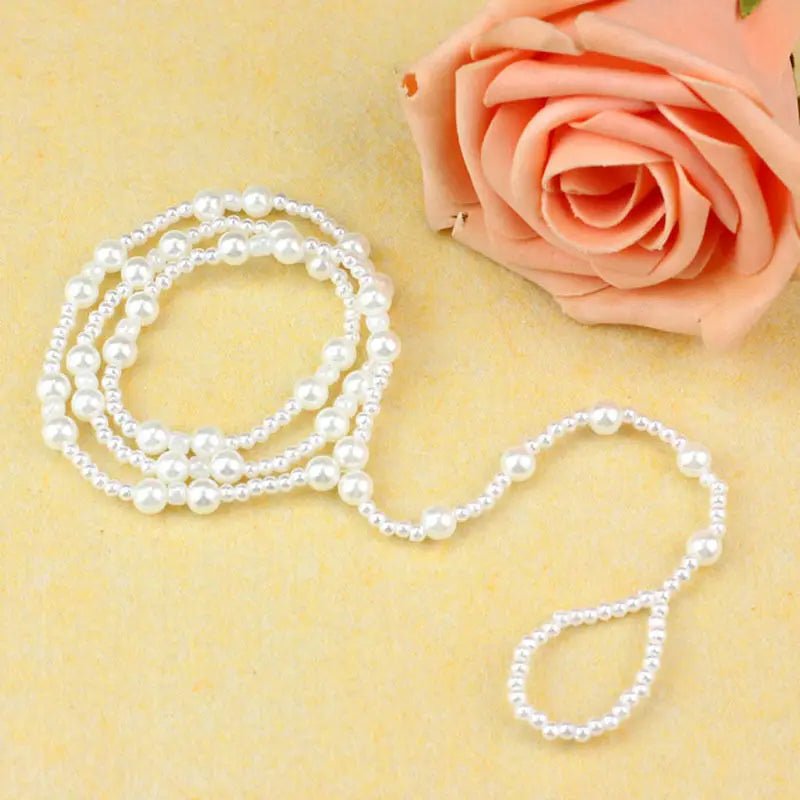 1 SET Fashion Pearl Anklet Women Ankle Bracelet Beach Imitation Pearl Barefoot Sandal Anklet Chain Foot Jewelry - VigDeals