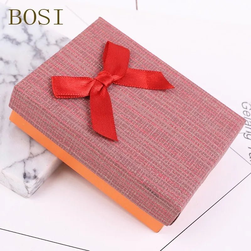 10 color Square Shiny box Engagement Ring For Earrings Necklace Bow jewelry box organizer Display jewellery 9*7*3cm Gift Box new - VigDeals