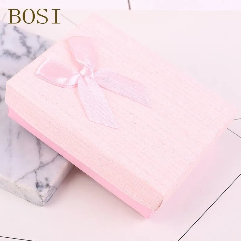 10 color Square Shiny box Engagement Ring For Earrings Necklace Bow jewelry box organizer Display jewellery 9*7*3cm Gift Box new - VigDeals