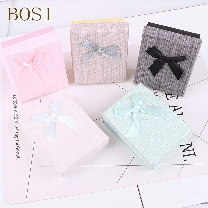 10 color Square Shiny box Engagement Ring For Earrings Necklace Bow jewelry box organizer Display jewellery 9*7*3cm Gift Box new - VigDeals