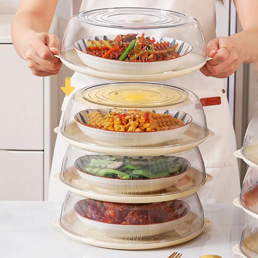 1/3 Pcs Stacked Storage Food Cover Clear Insulation Vegetable Cover Stackable with Transparent Lid Practical Kitchen Accessories - VigDeals