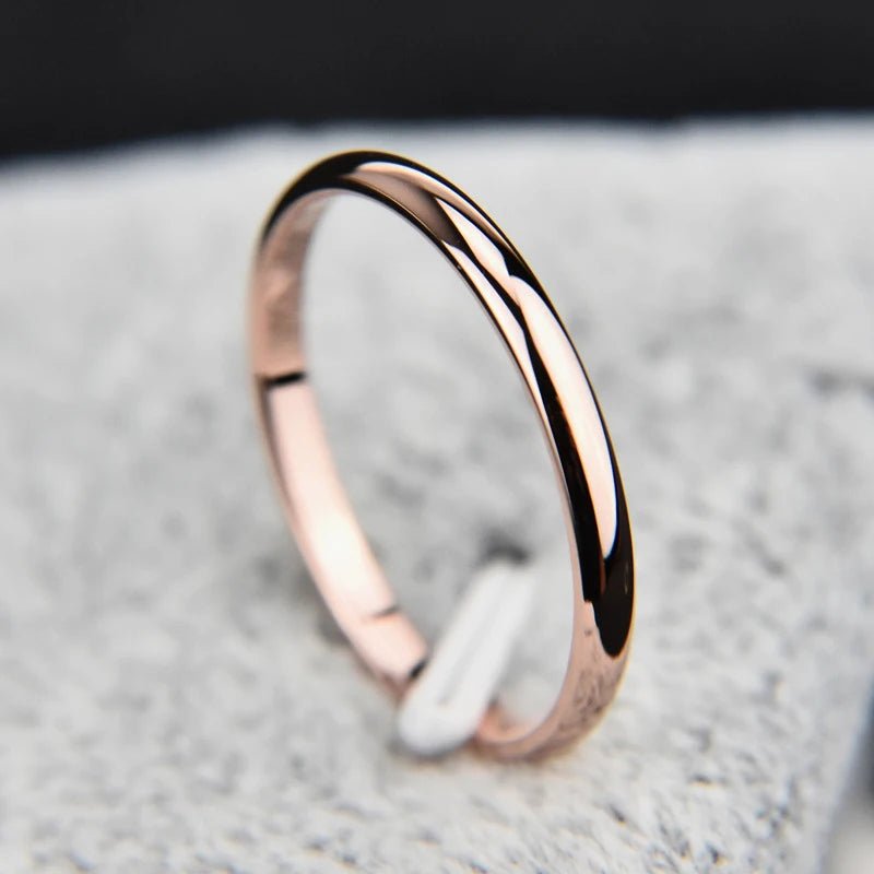 #4 5 6 7 8 9 10 Size Thin Titanium Steel Couple Ring Smooth Fashion 18K Rose Gold Finger Ring 1pc For Women and Men Jewelry gift - VigDeals