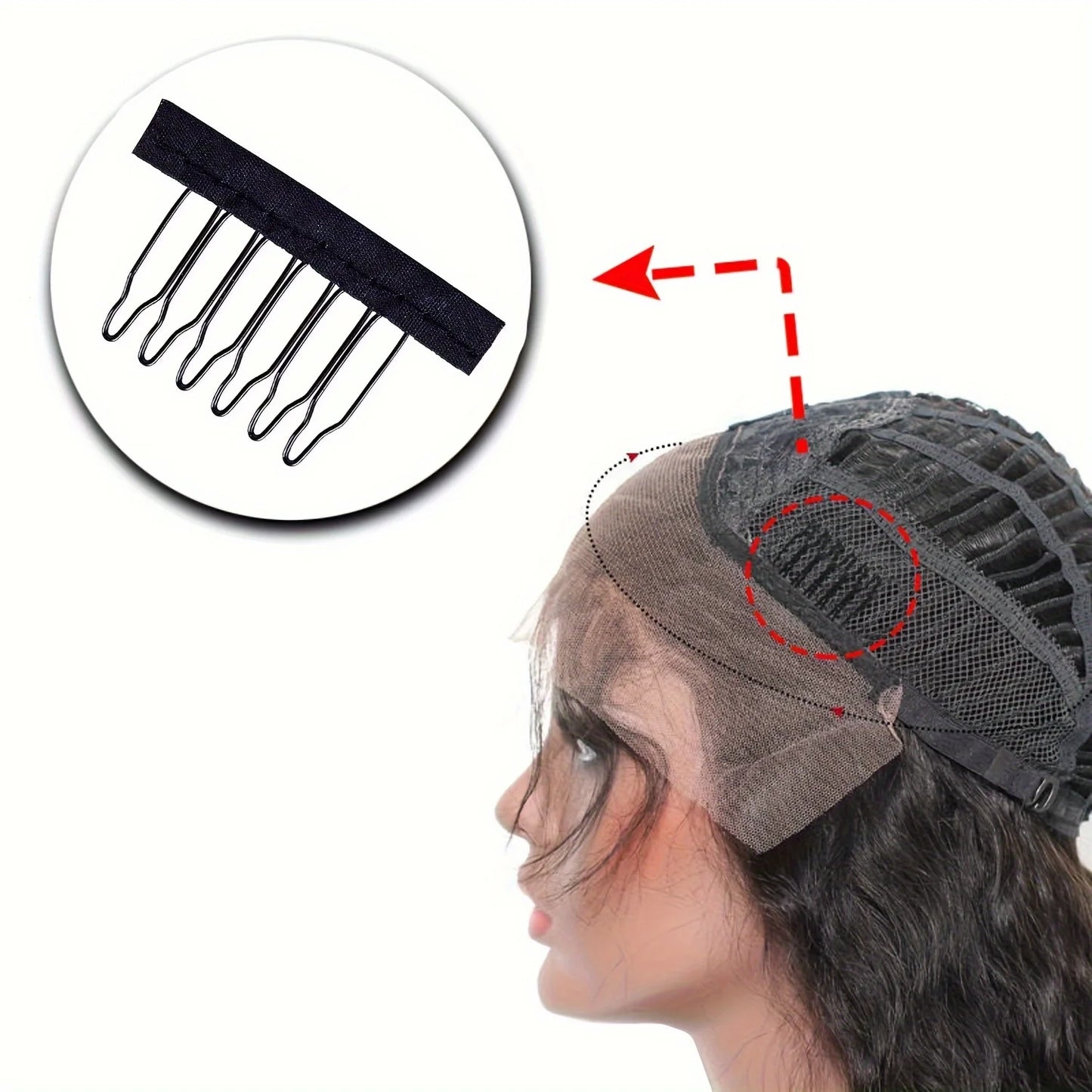 10/20/50Pcs Wig Combs To Secure Wig 6-Teeth Wig Comb Wig Clips With Cloth For Making Wig Caps Steel Material Clips Combs ForHair